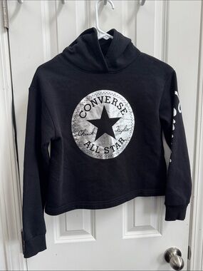 Converse Black Hoodie with Silver All Star Logo